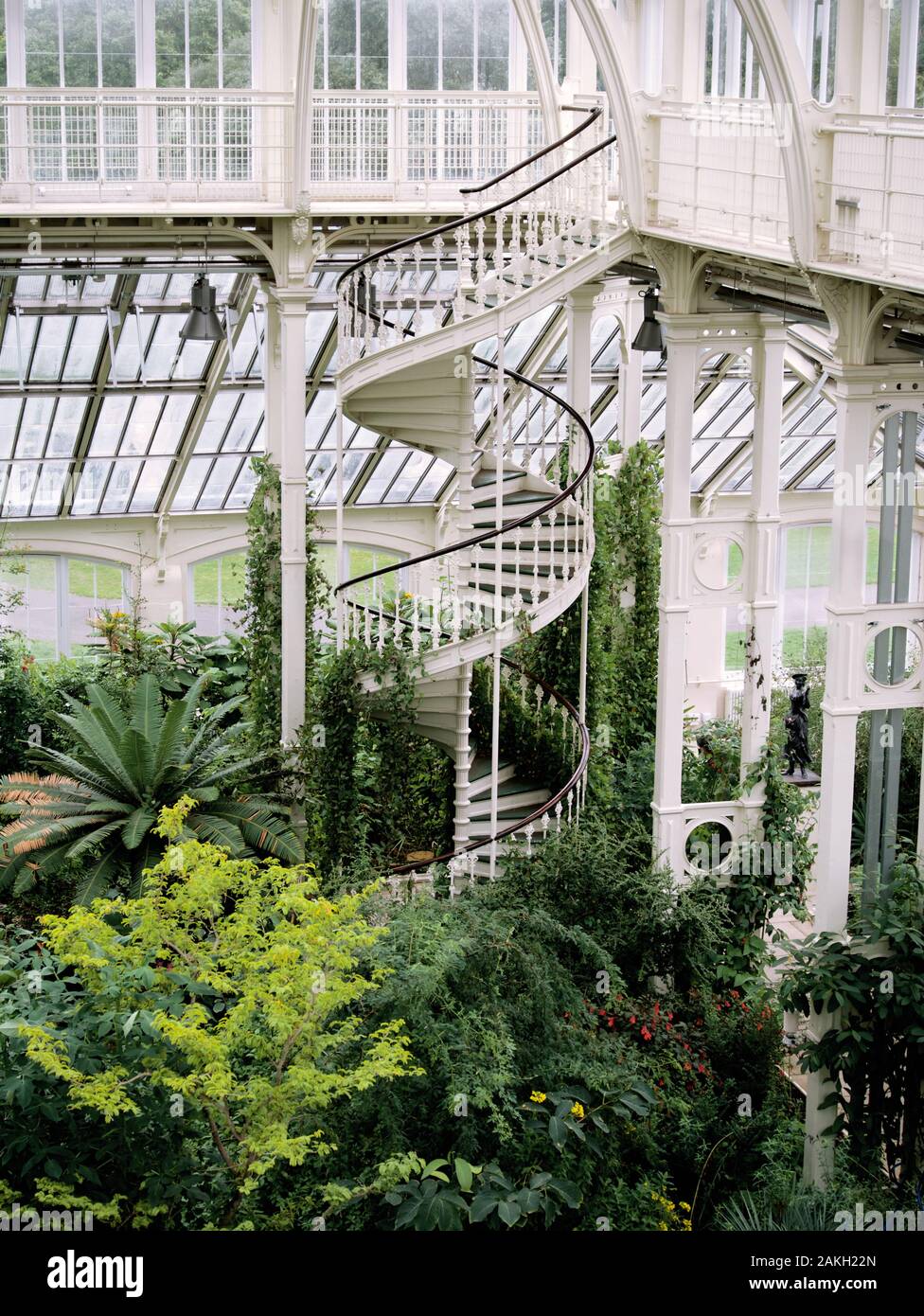 Wrought iron spiral staircase in the Temperate House, Kew Royal Britanic Gardens Stock Photo