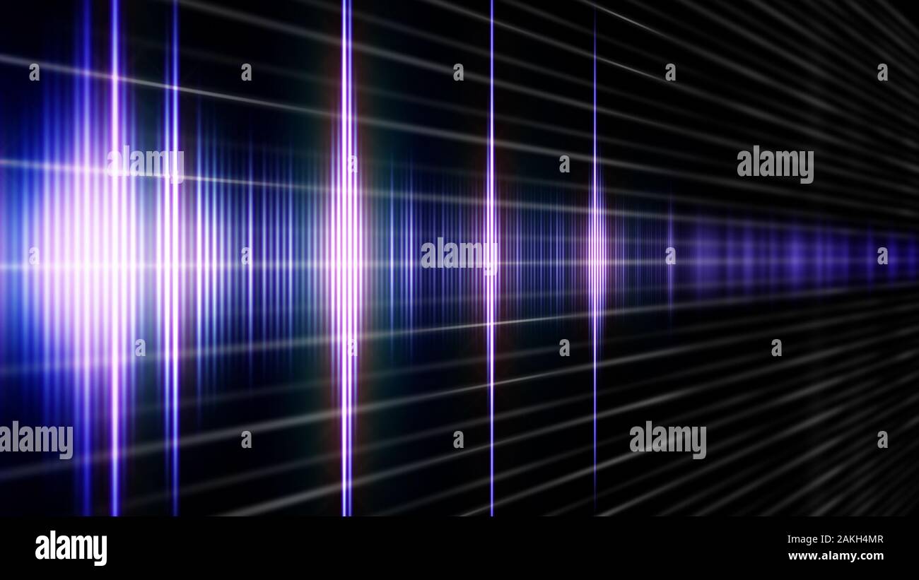 Blue Digital sound wave in perspective view on a black background