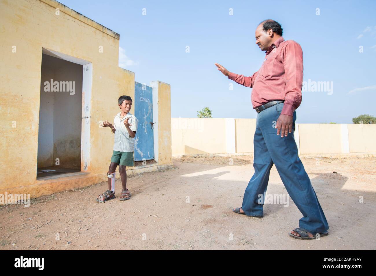 CAPTION: Inaccessible toilets in schools prove a tremendous challenge to children with disabilities. Teachers may not always be on hand to help out, n Stock Photo