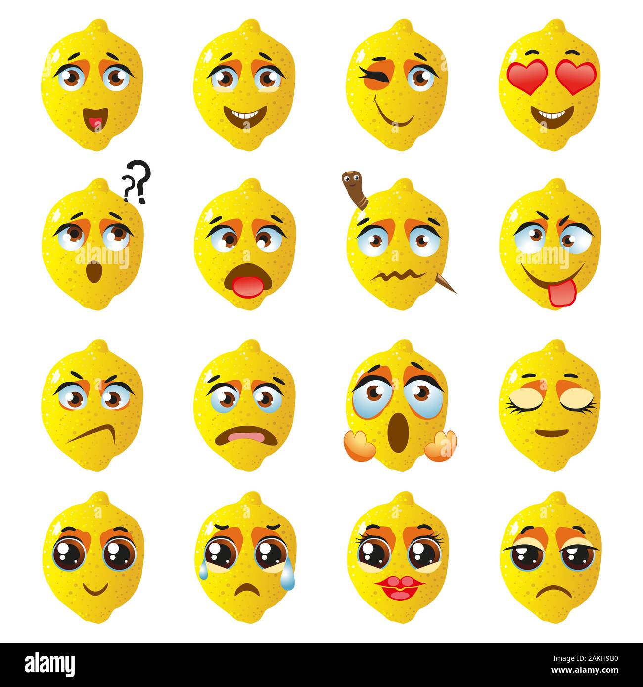 Lemon Emoji Emoticon Expression. Funny cute food Stock Vector Image