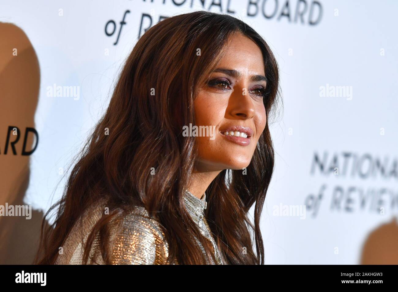 Salma Hayek attends the 2020 National Board Of Review Gala on January 08, 2020 in New York City. Stock Photo