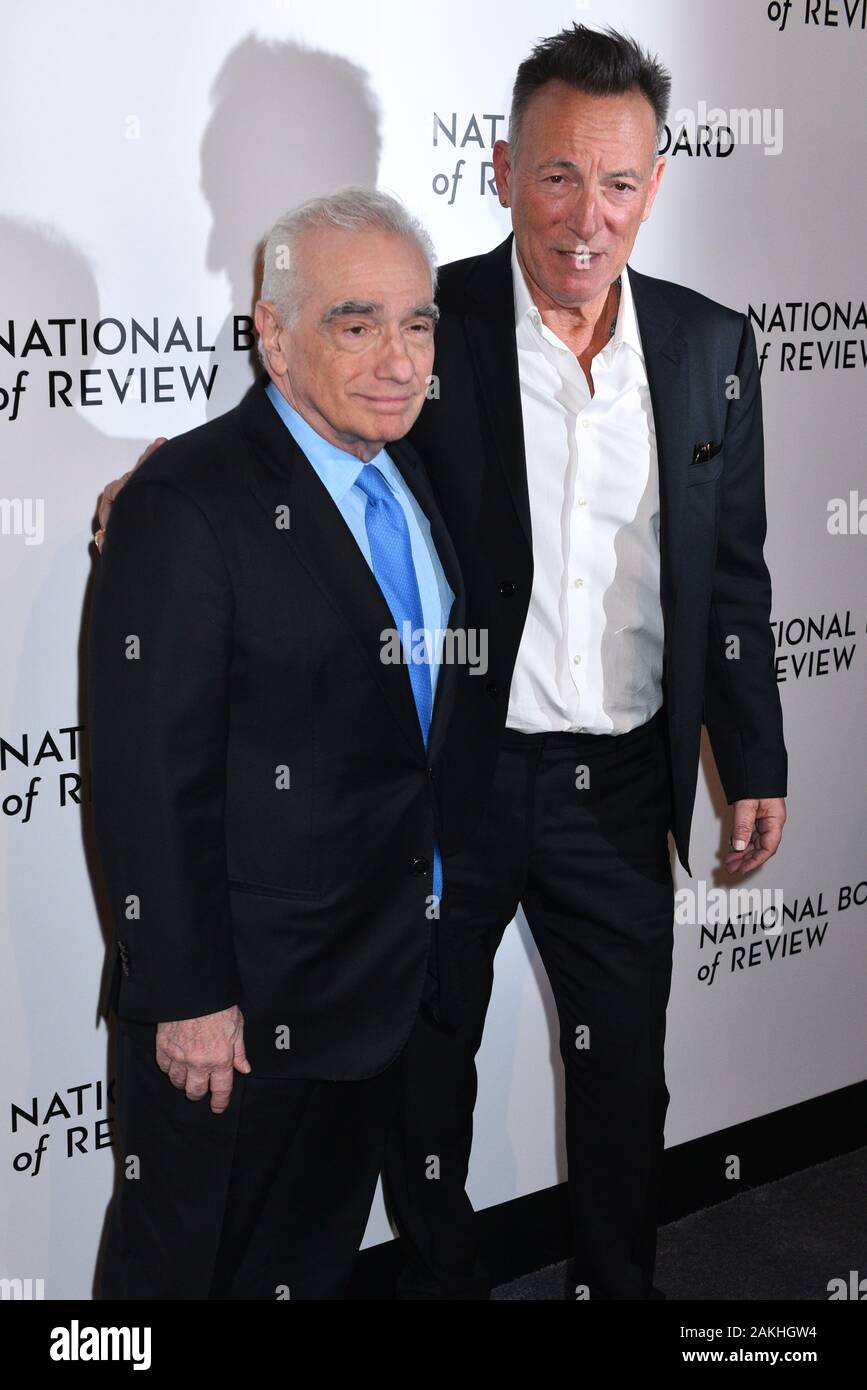 Martin Scorsese and Bruce Springsteen attend the 2020 National Board Of Review Gala on January 08, 2020 in New York City. Stock Photo