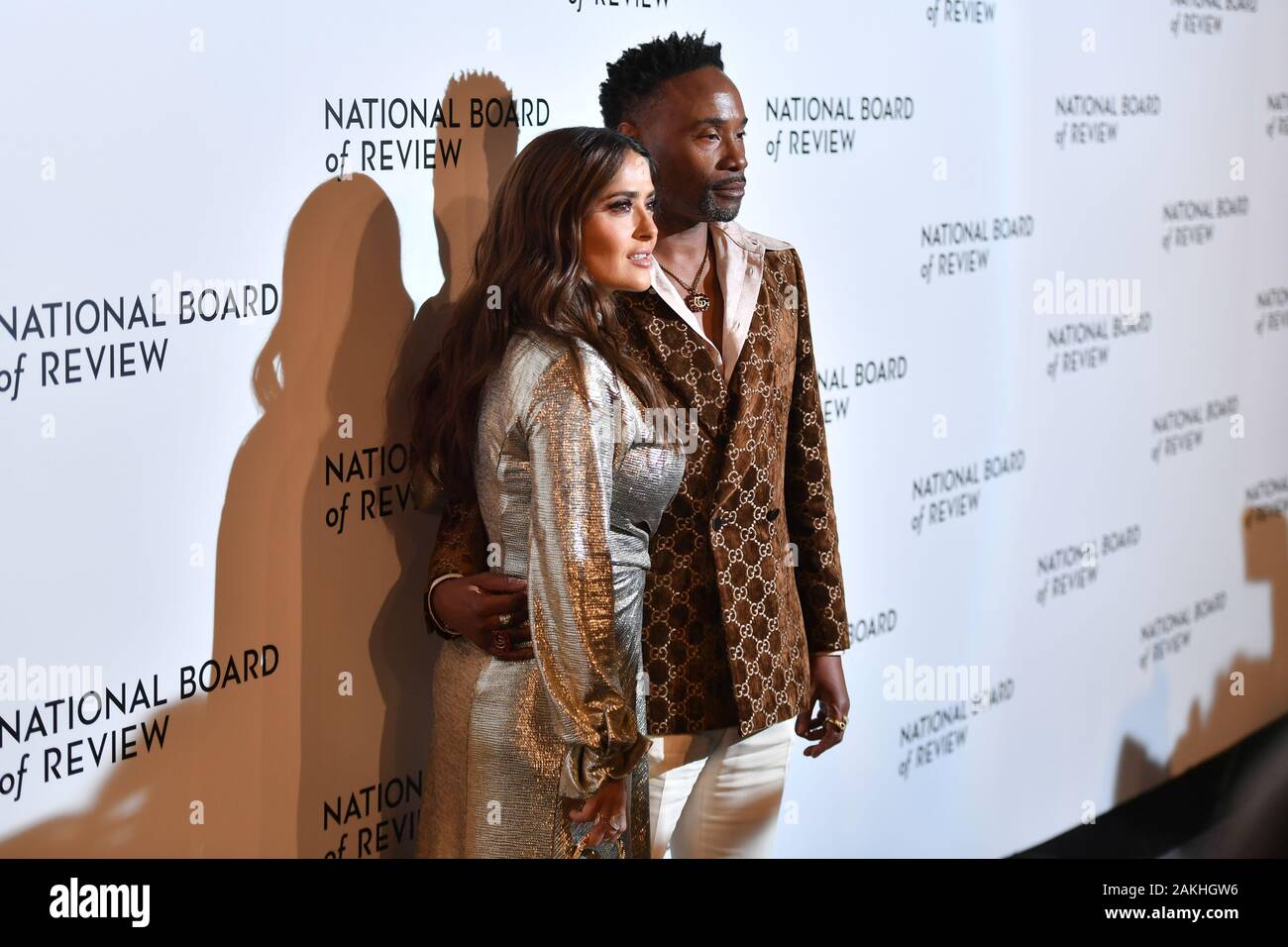Salma Hayek and Billy Porter attend the 2020 National Board Of Review Gala on January 08, 2020 in New York City. Stock Photo