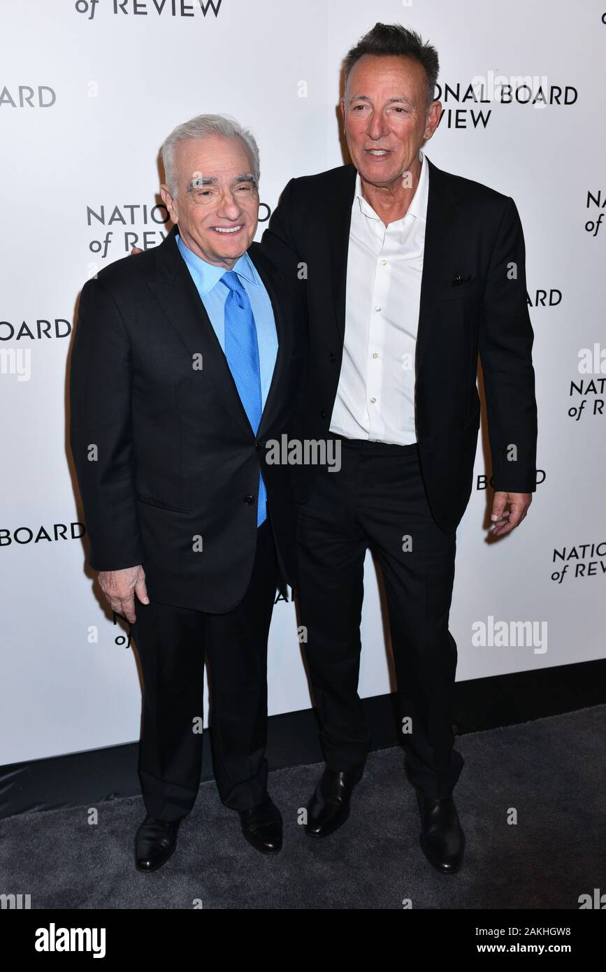 Martin Scorsese and Bruce Springsteen attend the 2020 National Board Of Review Gala on January 08, 2020 in New York City. Stock Photo