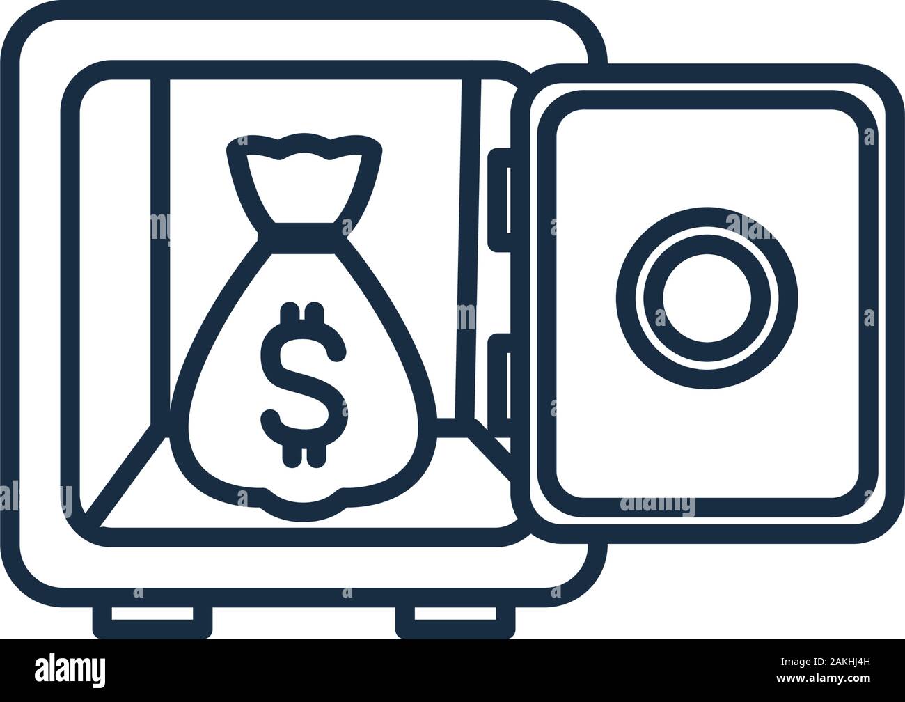 open safe box bag money line image vector illustration Stock Vector ...