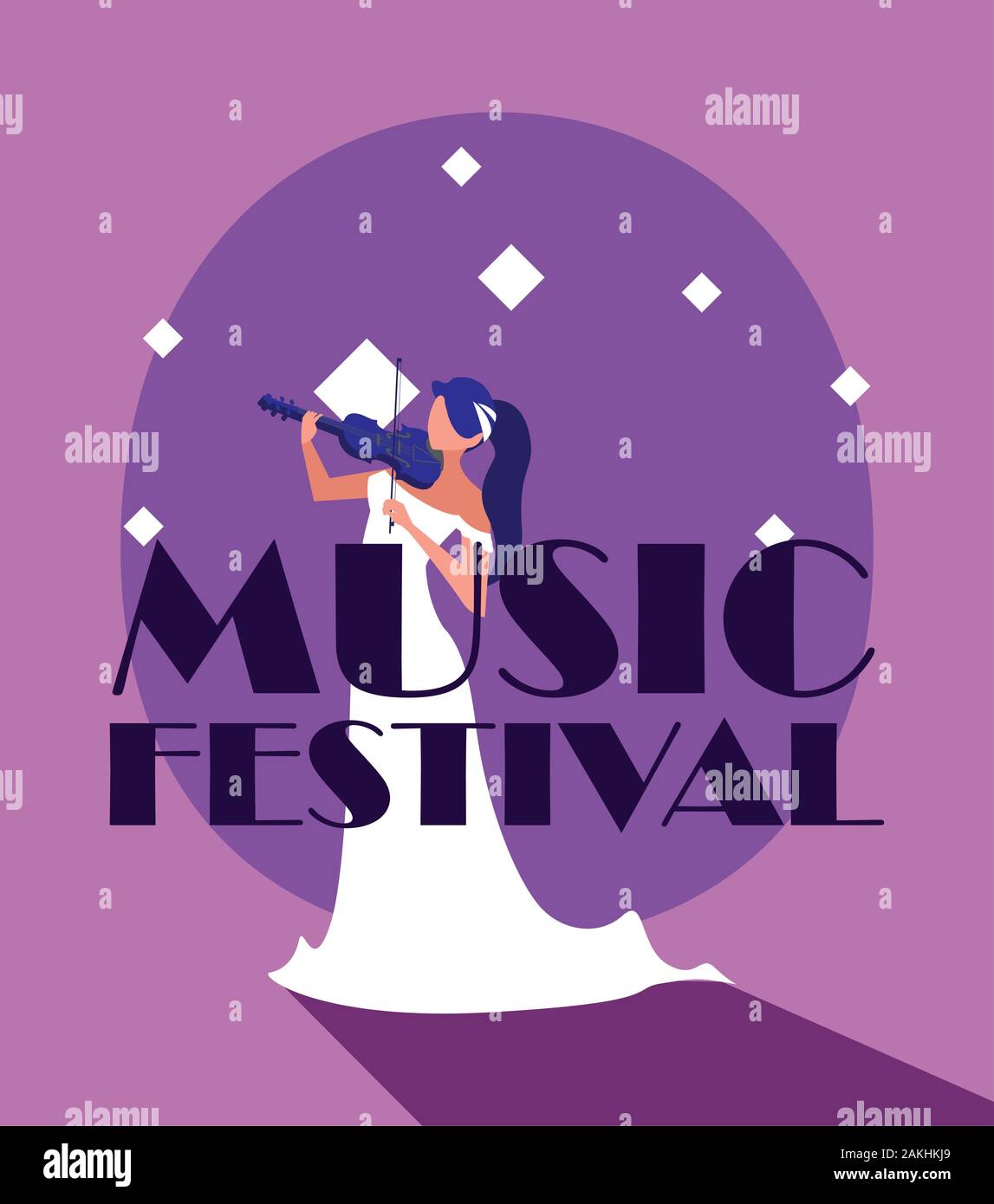 Musician woman with fiddle design, Music festival sound melody song musical art and composition theme Vector illustration Stock Vector
