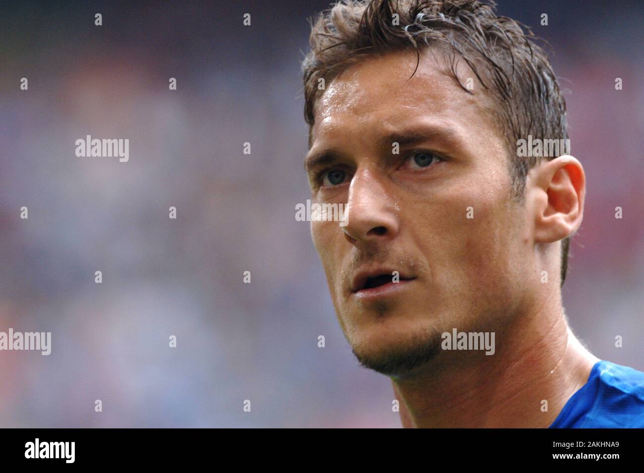 Hamburg Germany, 22 May 2006, FIFA World Cup Germany 2006, Czech Republic - Italy , match at the Volksparkstadion : Francesco Totti during the match Stock Photo