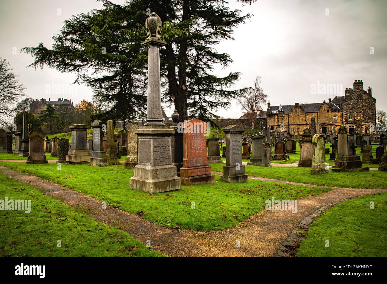 Graveyard, cemetery. Typical funeral scottish architecture. Scotland / United Kingdom Stock