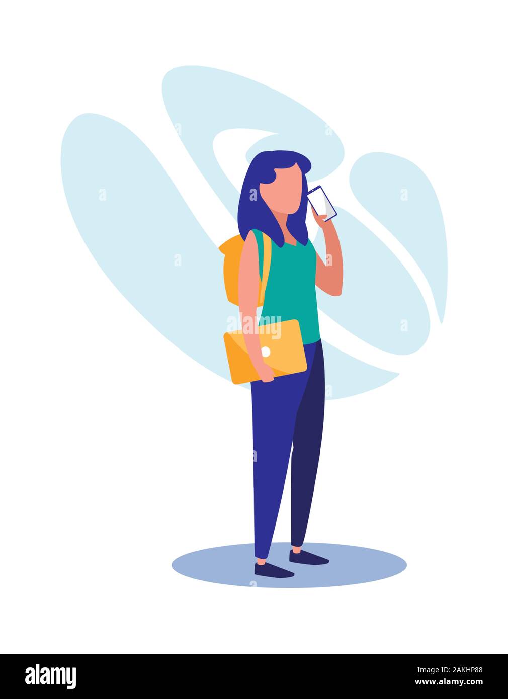 Woman with laptop and smartphone design, Digital technology ...