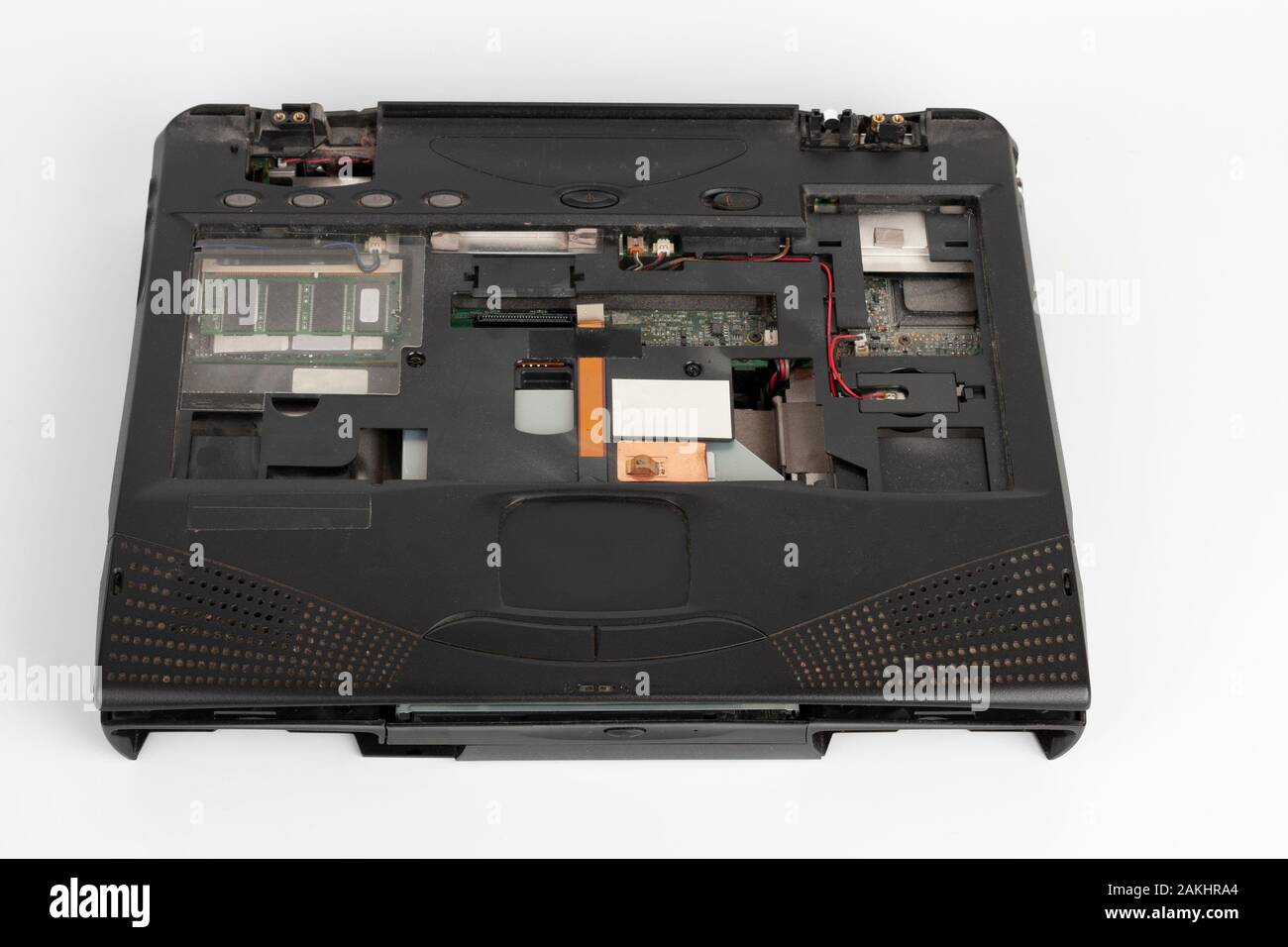 old laptop, removed monitor , keyboard, battery and floppy disk drive