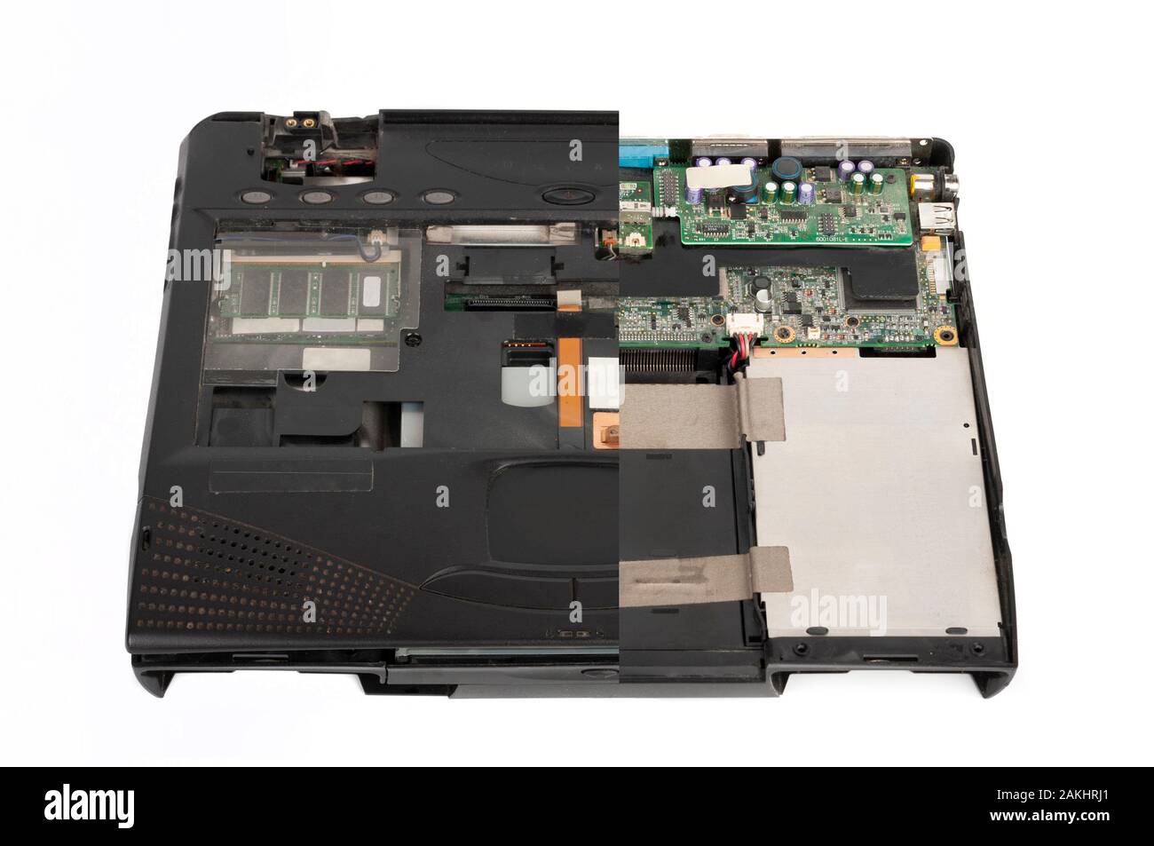 old laptop, removed monitor , keyboard, touchpad, battery, floppy disk