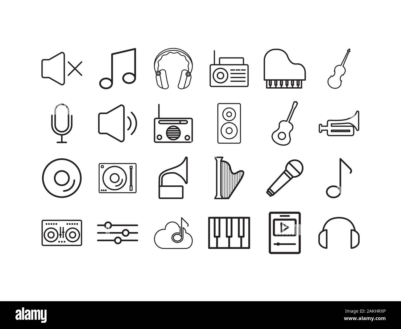 Icon set design, Music sound melody song musical art and composition