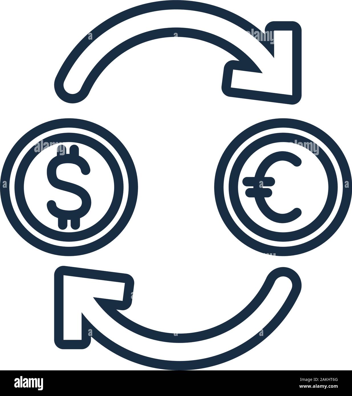 exchange dollar euro coins money line image vector illustration Stock ...