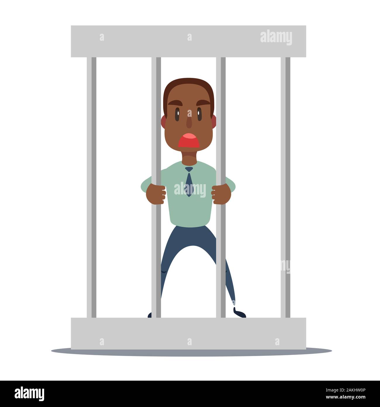 Sad businessman in office suit in prison behind the bars with metal ball  chained to his leg. Financial crime concept Stock Vector Image & Art - Alamy
