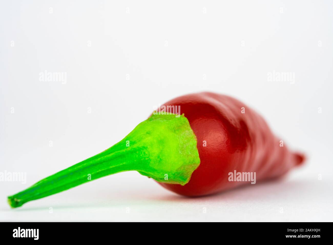 Fresh and ripe red hot chili isolated on a white background. Back view, flat. Chili Saltillo (Capsicum Annum) Stock Photo