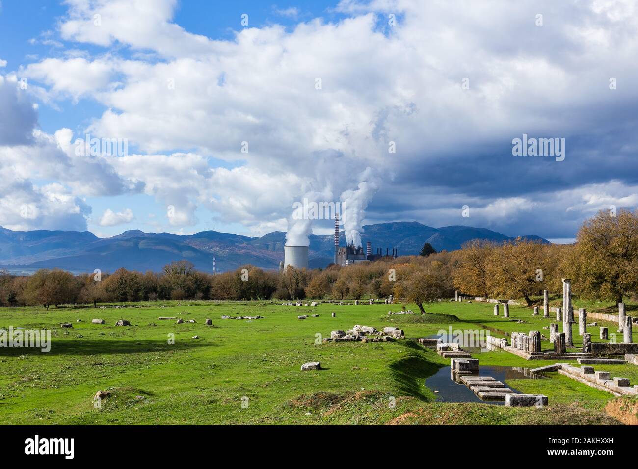 Megalopolis power plant in Arcadia, Greece producing electricity for southern Greece Stock Photo