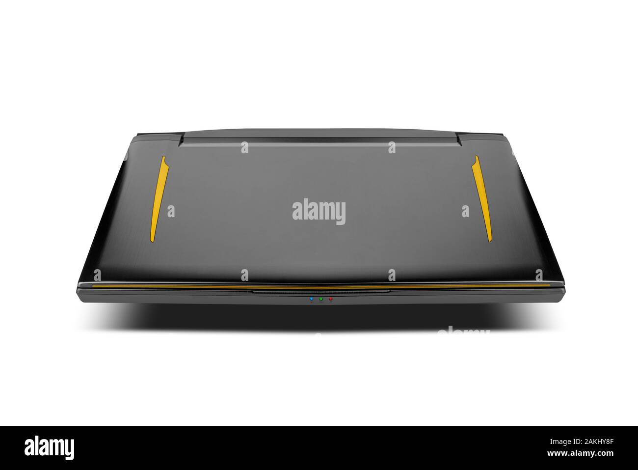 Front view of gaming laptop on white isolated background. Laptop
