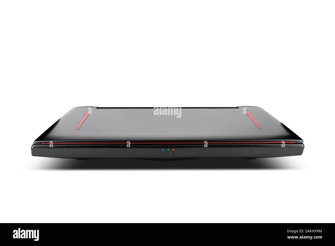 Front view of gaming laptop on white isolated background. Laptop