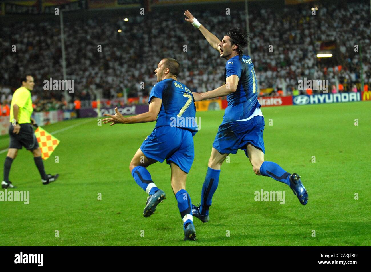 Dortmund Germany, 4 July 2006, FIFA World Cup Germany 2006, Germany-Italy semi-final at the Westfalenstadion: Alessandro Del Piero  celebrate the goal Stock Photo