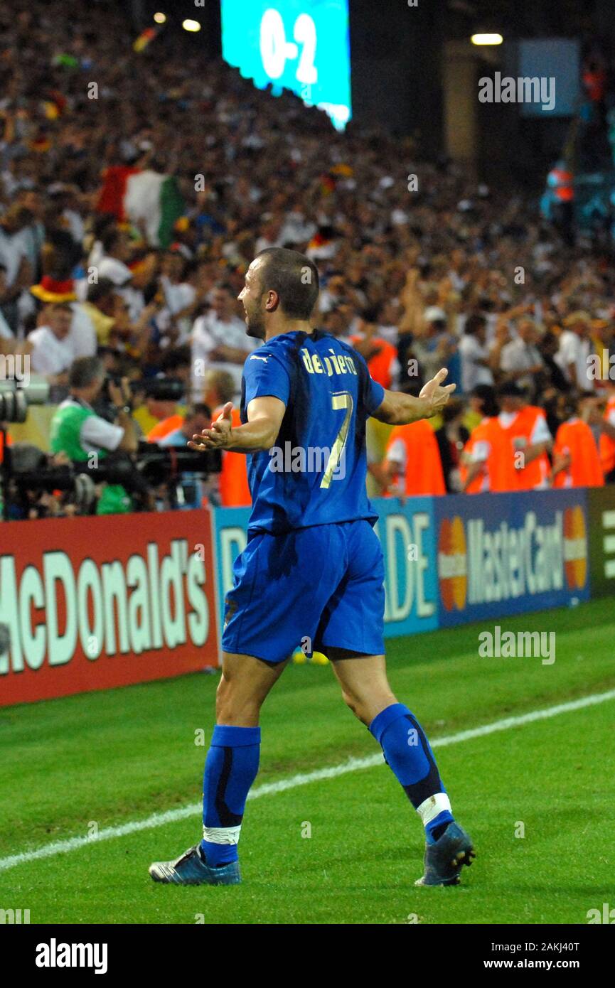 Dortmund Germany, 4 July 2006, FIFA World Cup Germany 2006, Germany-Italy semi-final at the Westfalenstadion:Alessandro Del Piero celebrates after the goal Stock Photo