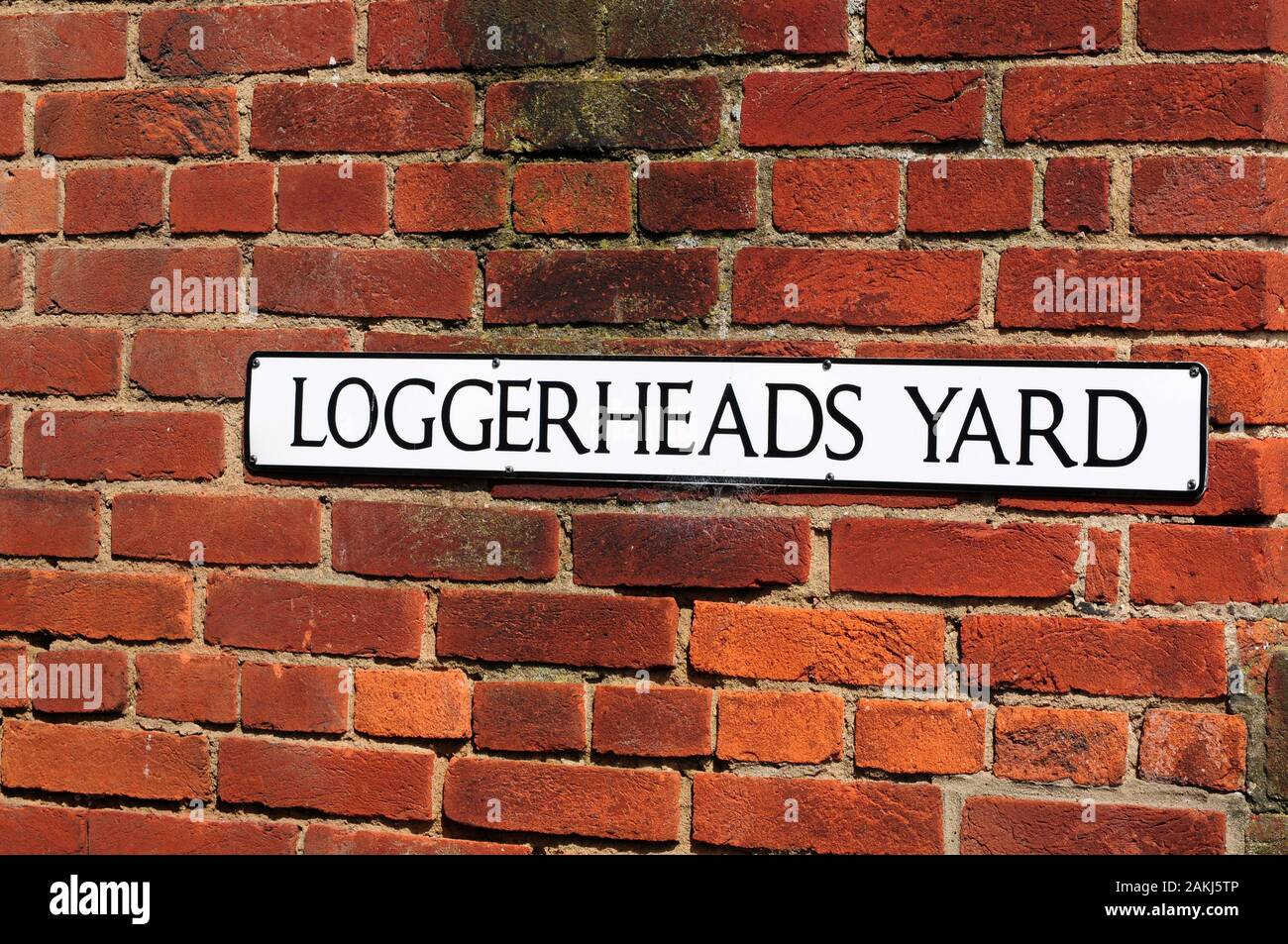 Street sign for Loggerheads Yard, Whitby. Stock Photo