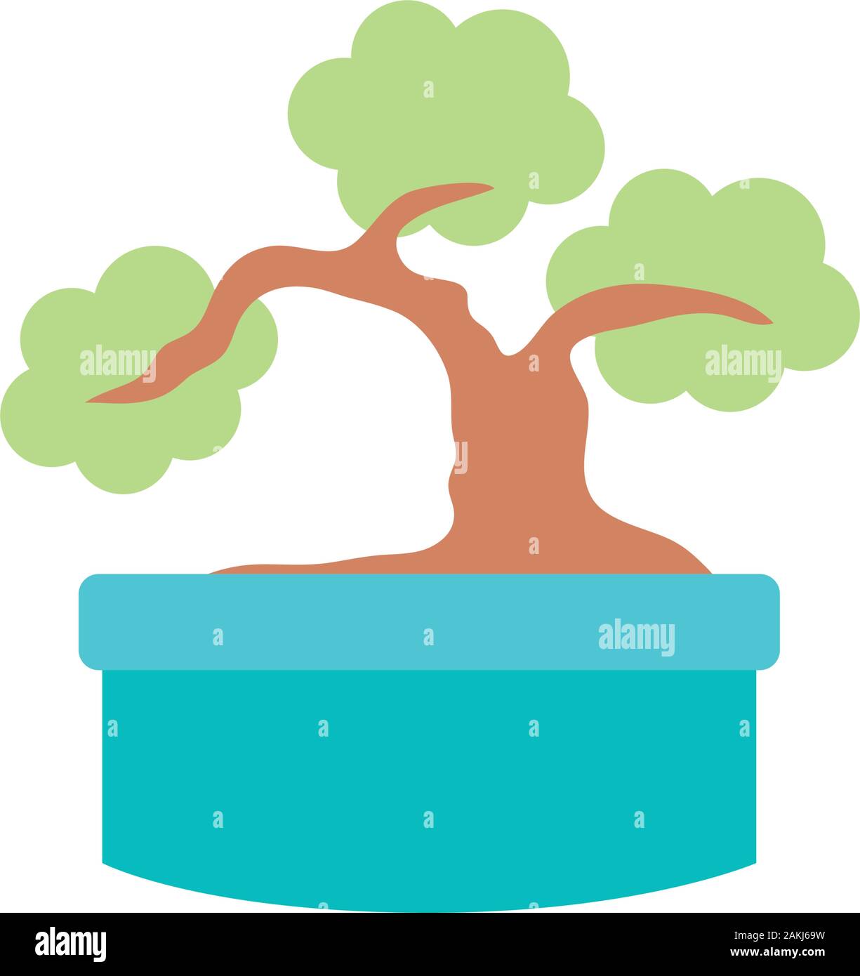 japanese bonsai tree plants flat icon vector illustration Stock Vector