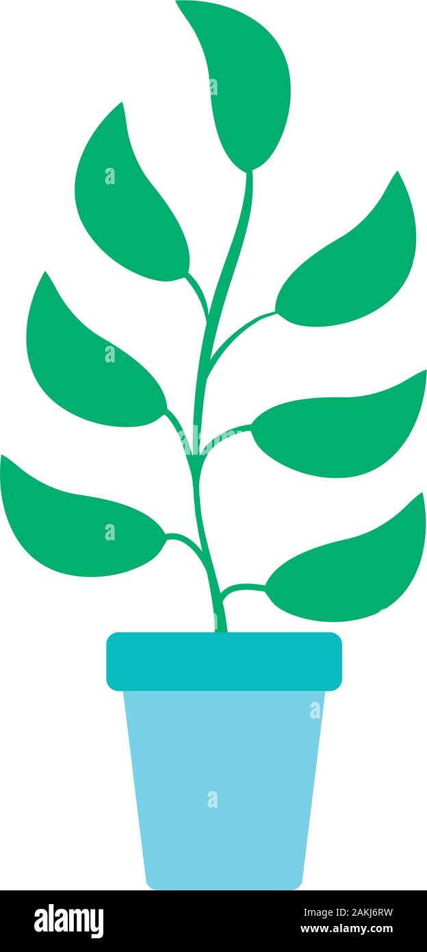 green leaves pot plants flat icon vector illustration Stock Vector ...