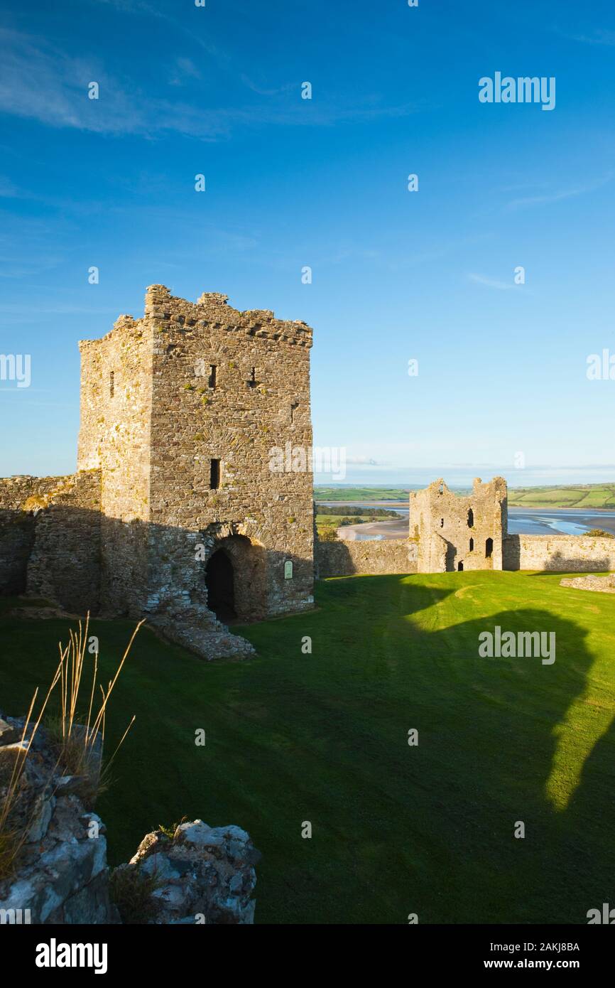 Llansteffan Castle and Tywi Estuary Carmarthenshire West Wales Stock Photo