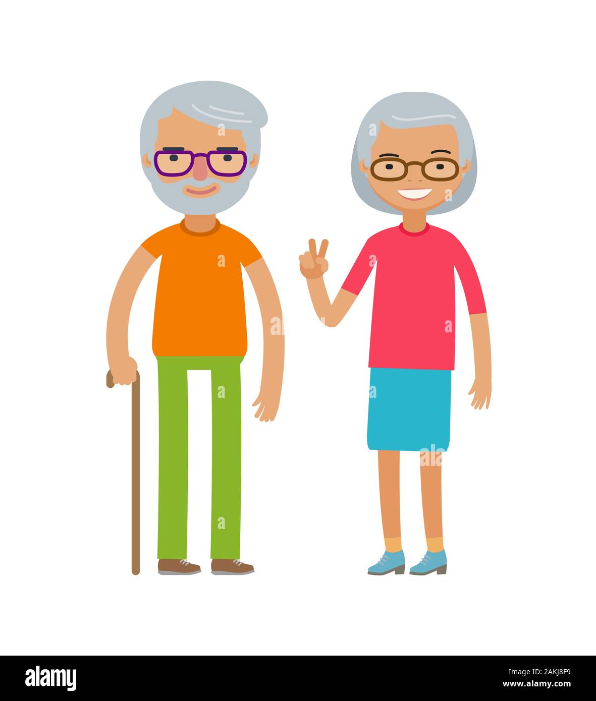 Happy elderly people or retired. Cartoon vector illustration Stock Vector