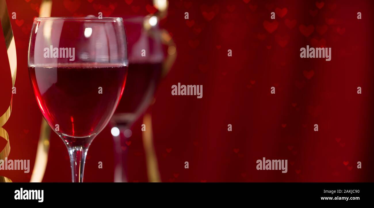 Red wine for valentines day Stock Photo