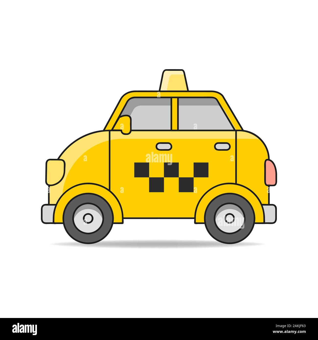Taxi Car. Vector Flat Illustration Isolated On White Background. Hand Drawn Design Element For Label And Poster Stock Vector