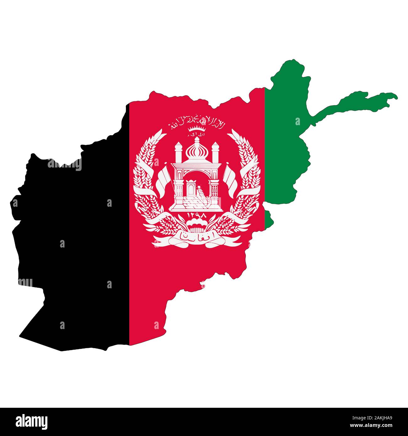 An Afghanistan flag map on white with clipping path Stock Photo