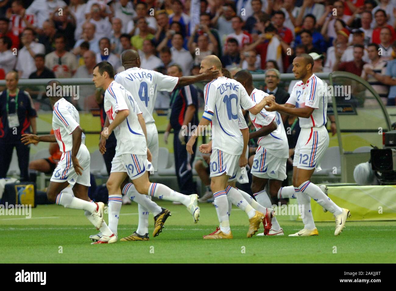 Berlin Germany, 07/09/2006: FIFA World Cup Germany 2006, Italy-France Final Olympiastadion:Zinedine Zidane celebrate after the penalty goal. Stock Photo