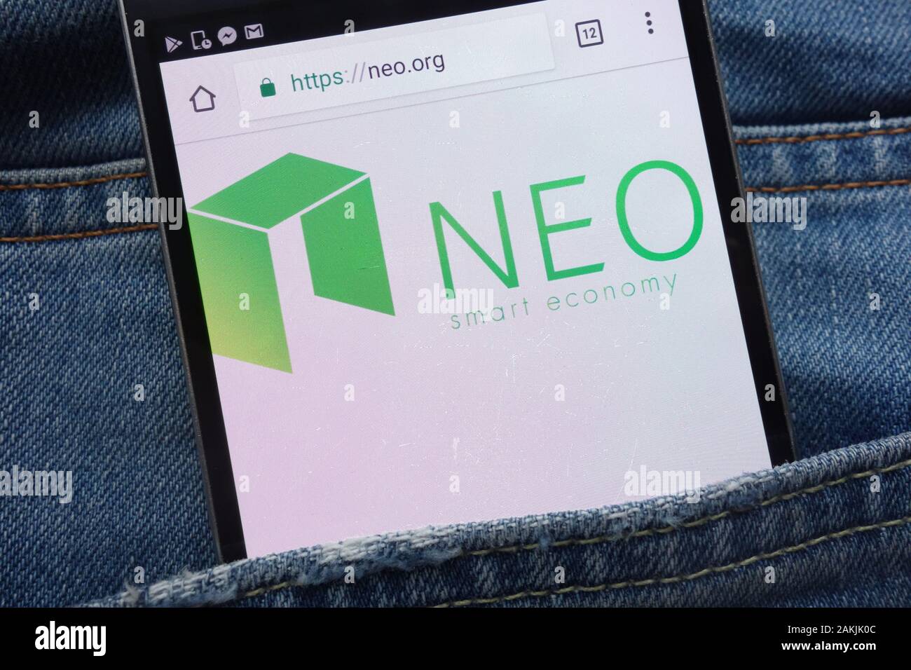 Neo crypto company logo on a website, seen on a computer screen through a  magnifying glass Stock Photo - Alamy