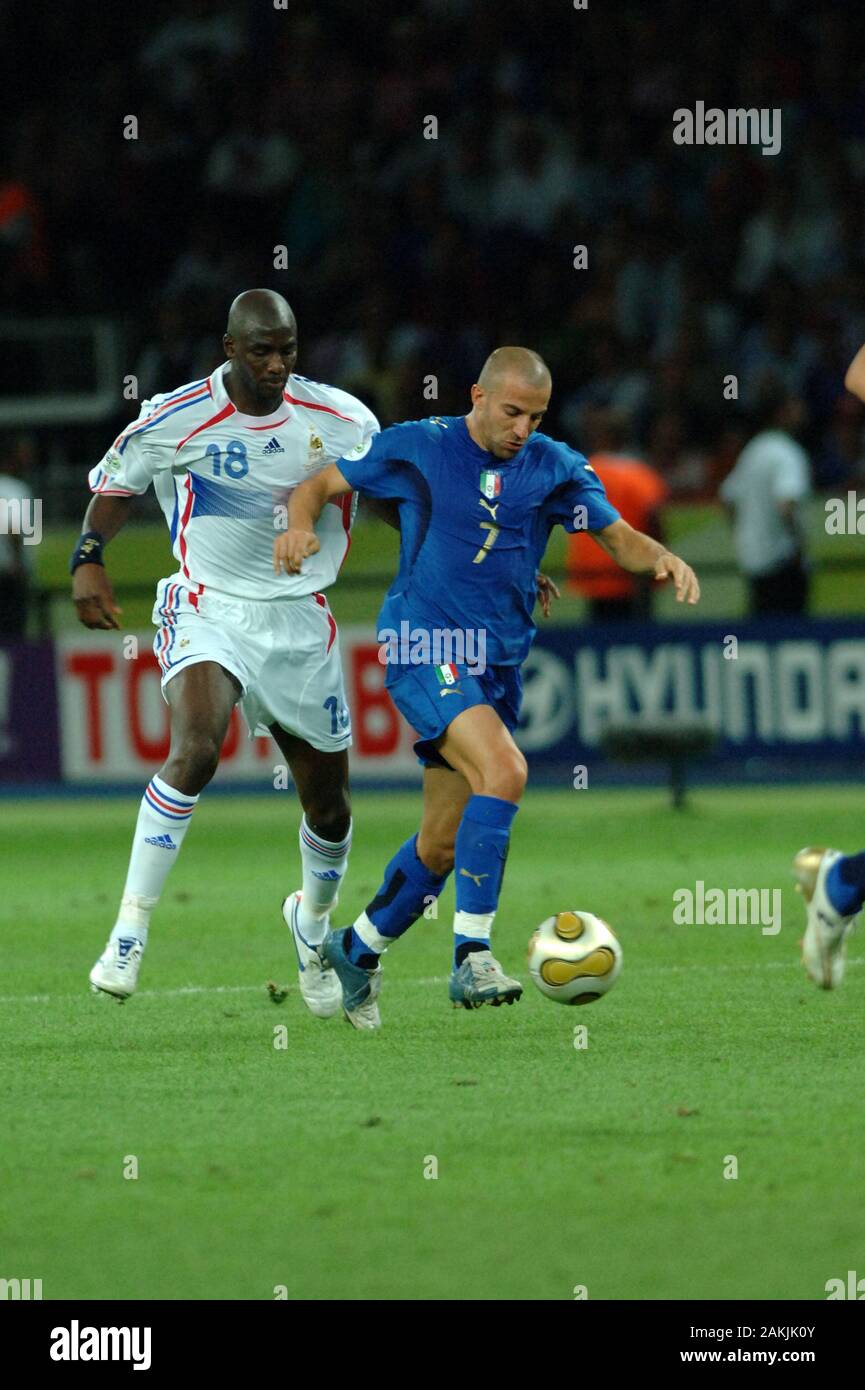 Berlin Germany, 07/09/2006: FIFA World Cup Germany 2006, Italy-France Final Olympiastadion:Alessandro Del Piero and Alou Diarra in action during the match. Stock Photo