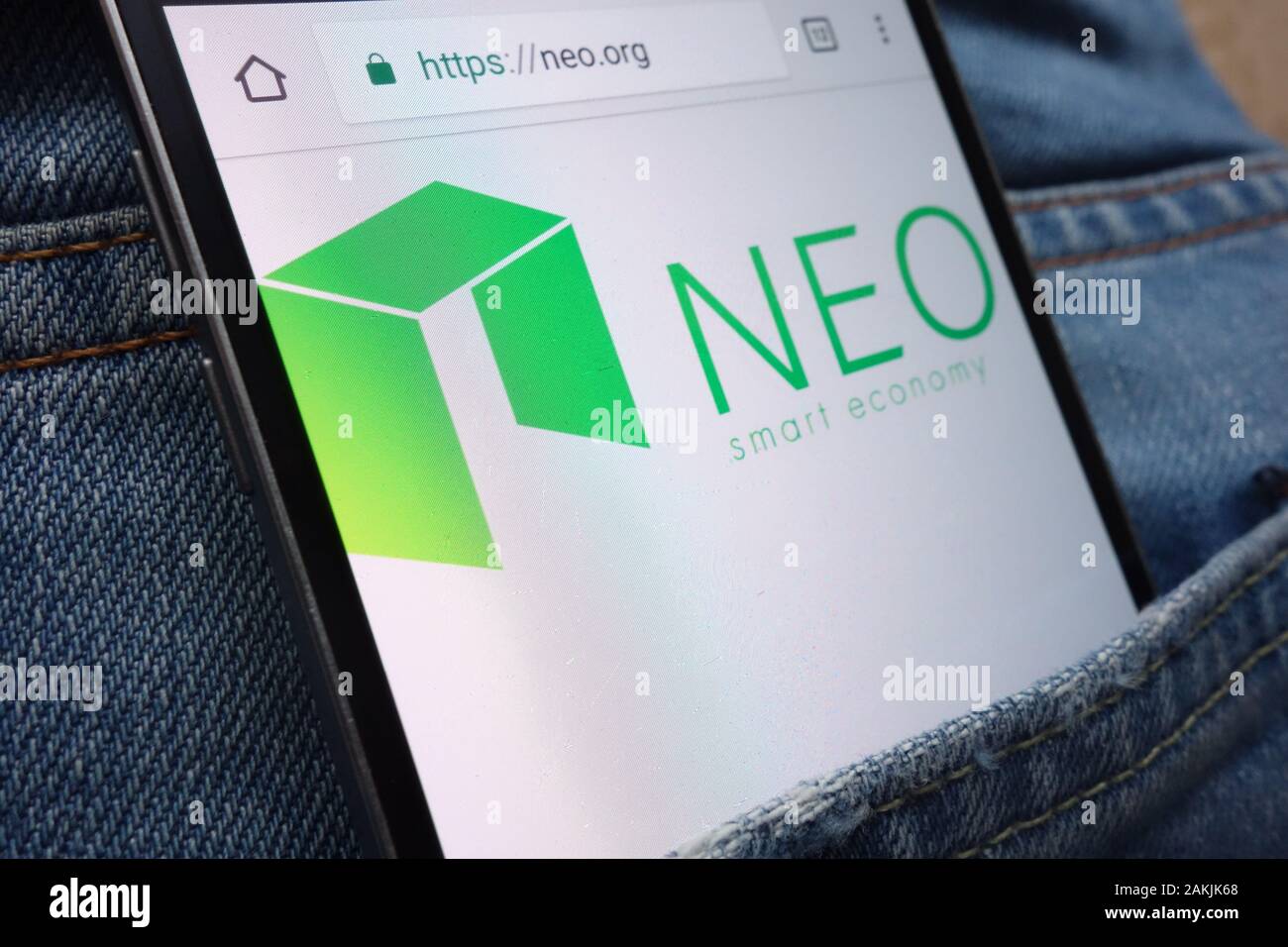 Neo crypto company logo on a website, seen on a computer screen through a  magnifying glass Stock Photo - Alamy