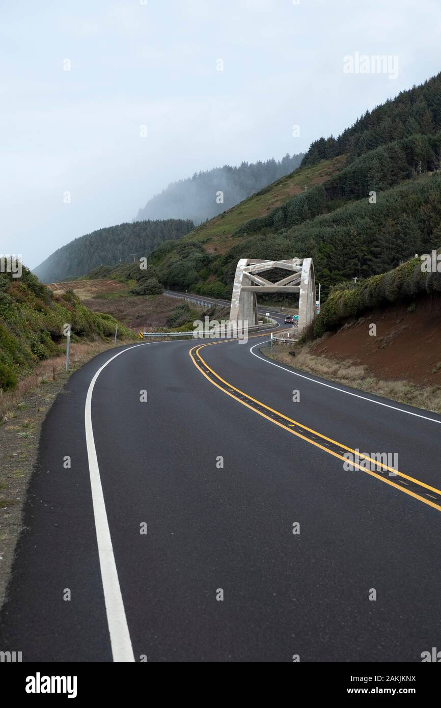 Big Creek Arch Bridge on the Oregon Coast Stock Photo