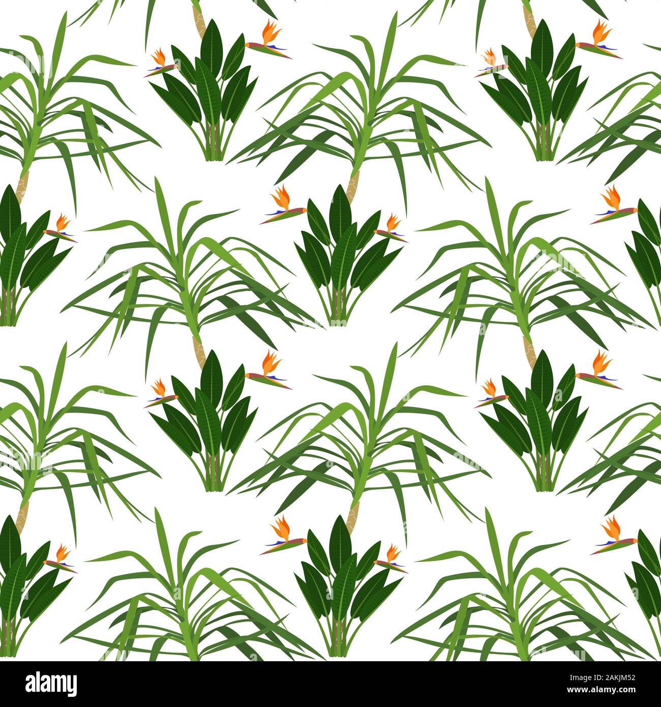 Seamless pattern from tropical leaves. Vector illustration Stock Vector ...