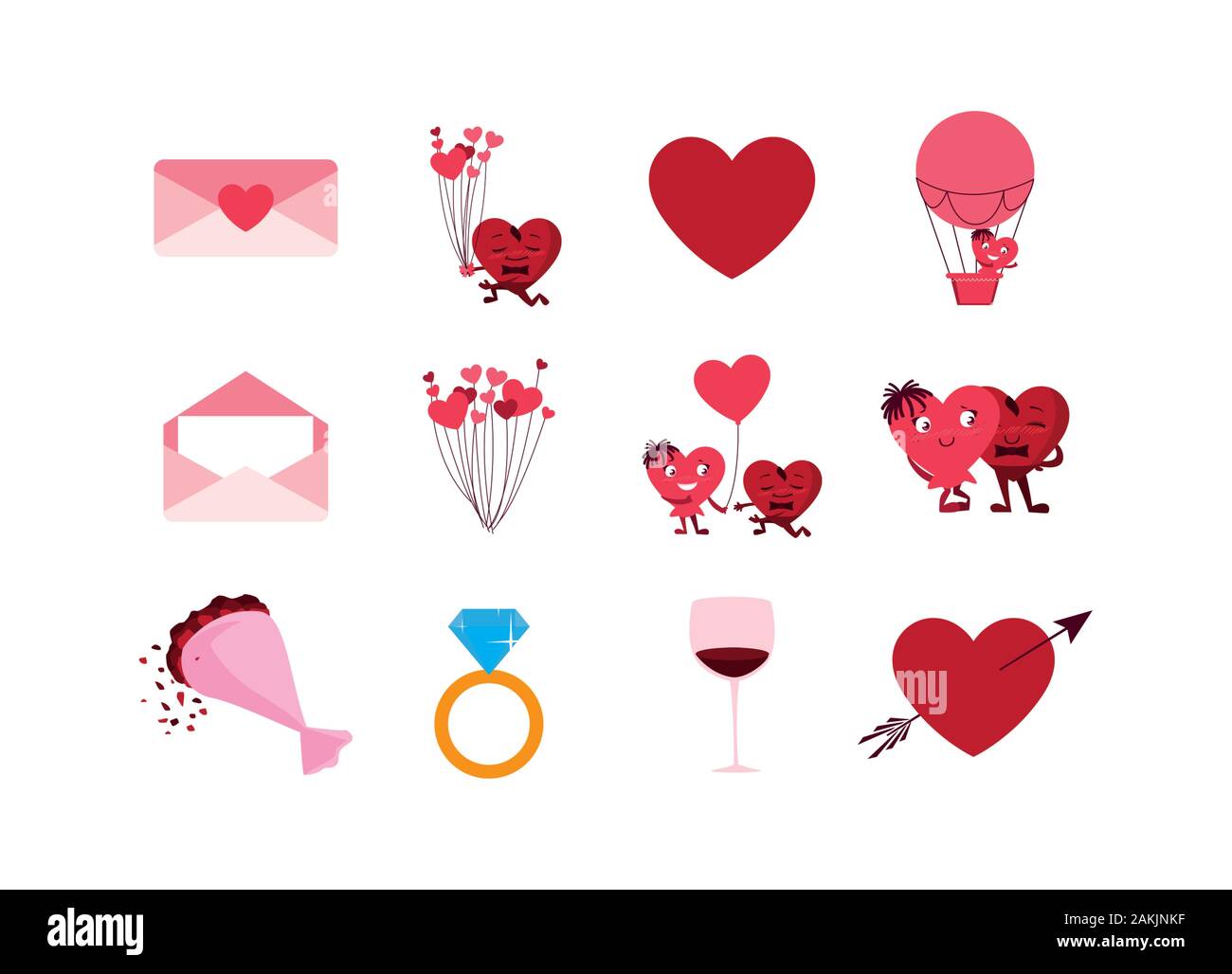 Icon set design of happy valentines day love passion romantic wedding ...