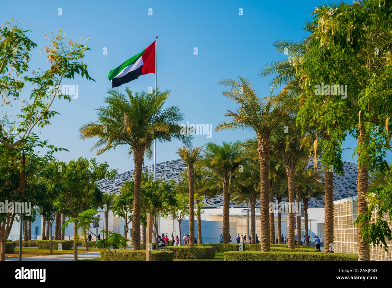 The Louver Abu Dhabi on Saadiyat Island close to the capital of the United Arab Emirates Stock Photo
