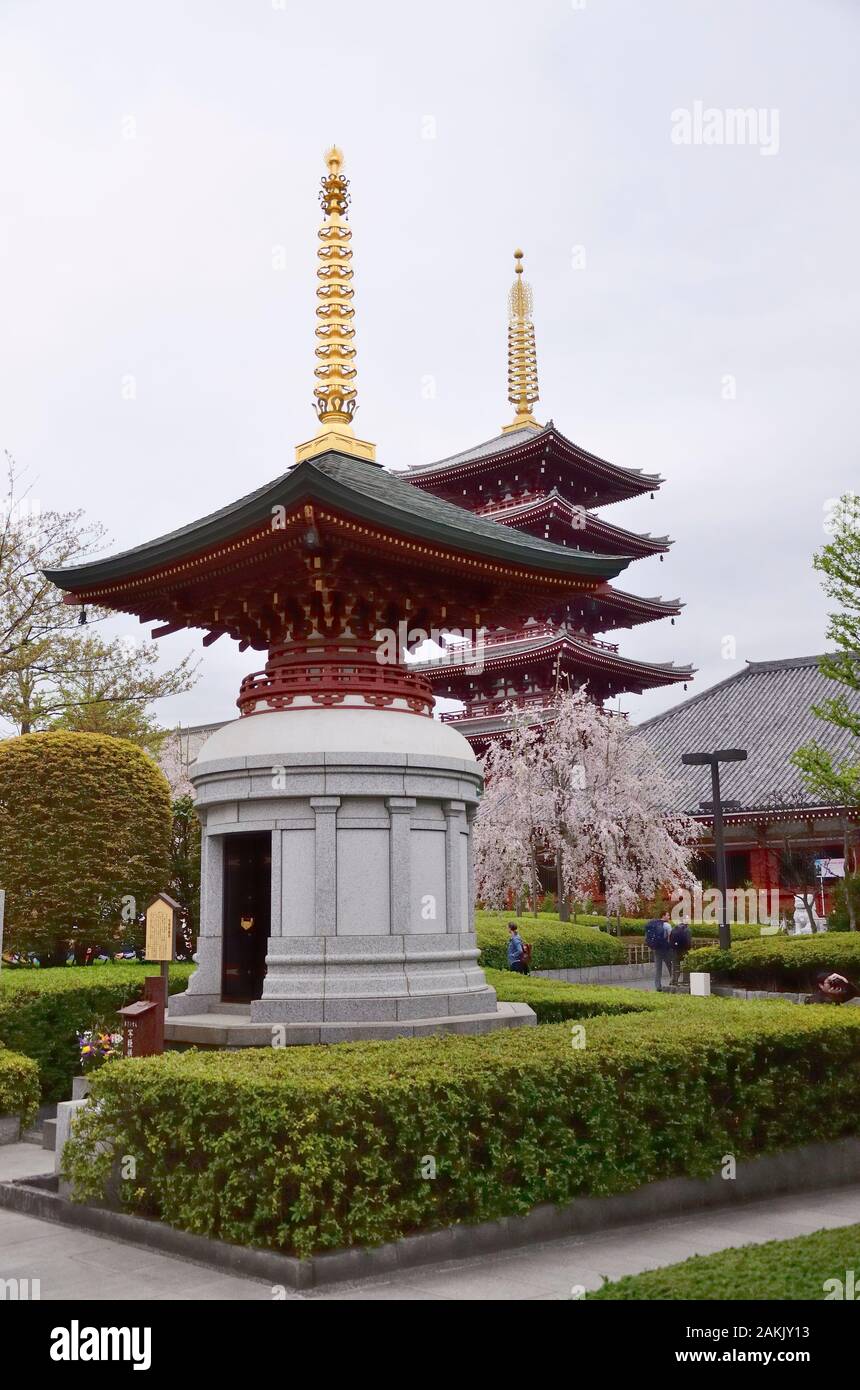 The spectacular Buddhist temple in Asakusa in the morning. Stock Photo