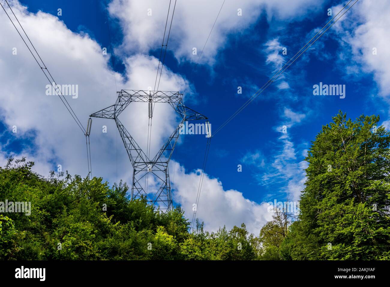 Power line tower in the middle of a natural environment Stock Photo - Alamy