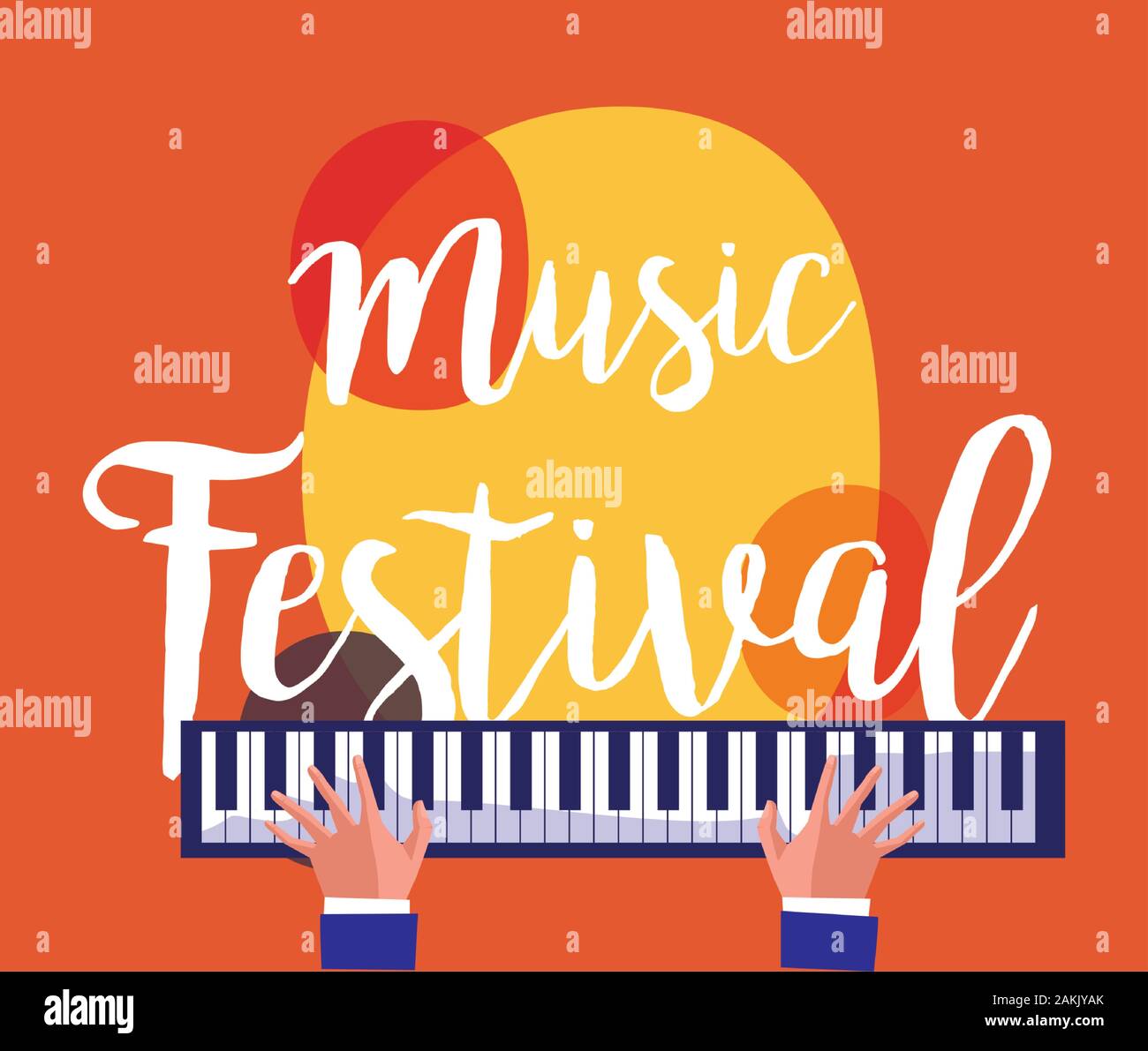 Piano and hands design, Music festival sound melody song musical art ...