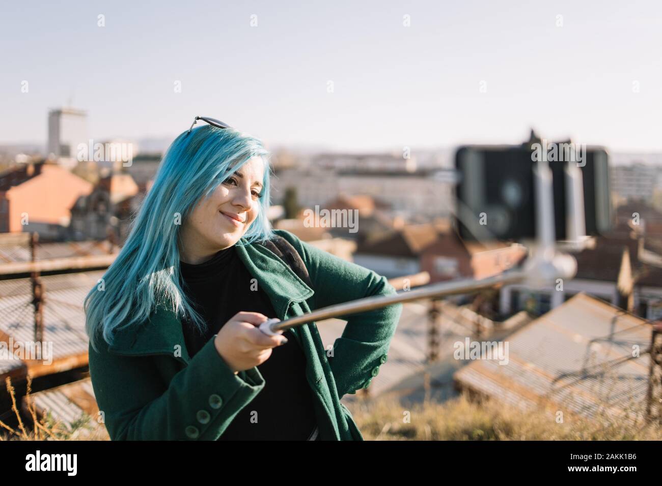 Girl with dimples looking into a camera Stock Photo