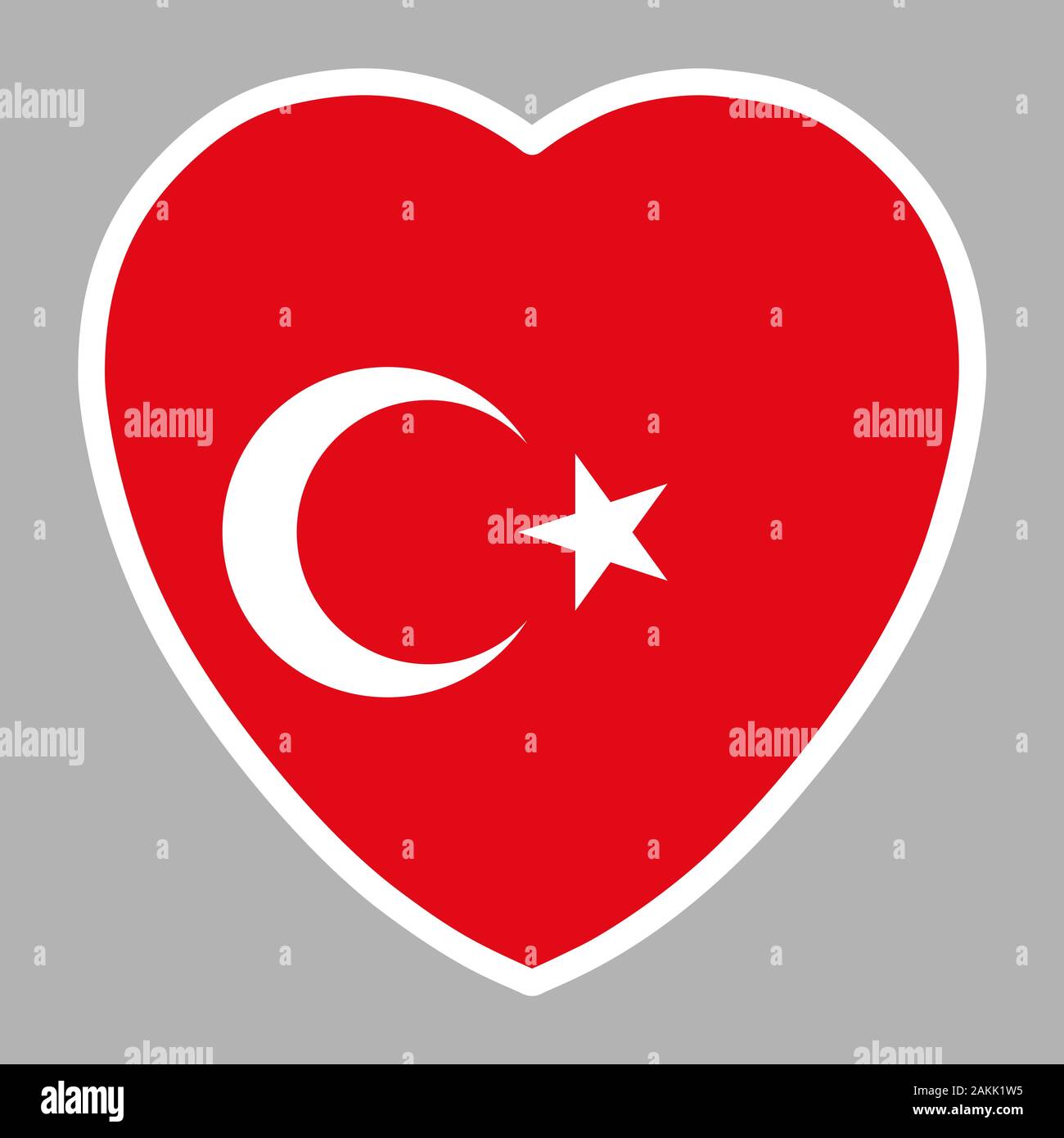 Turkey Flag In Heart Shape Vector illustration eps 10 Stock Vector