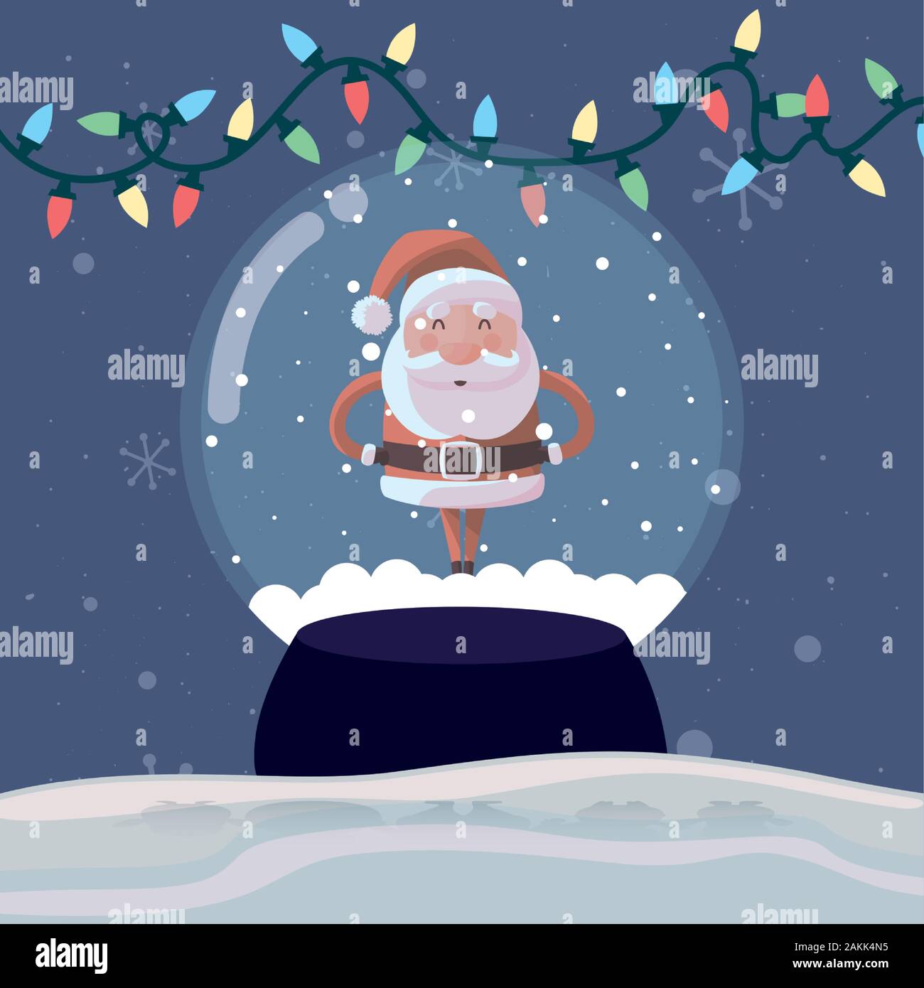 Santa Cartoon Inside Sphere Design Merry Chritmas Winter Season