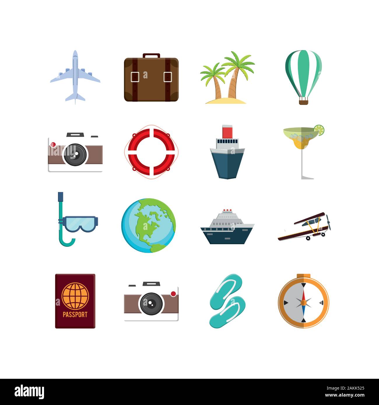 Icon set design, Travel airport trip tourism transport journey holiday ...