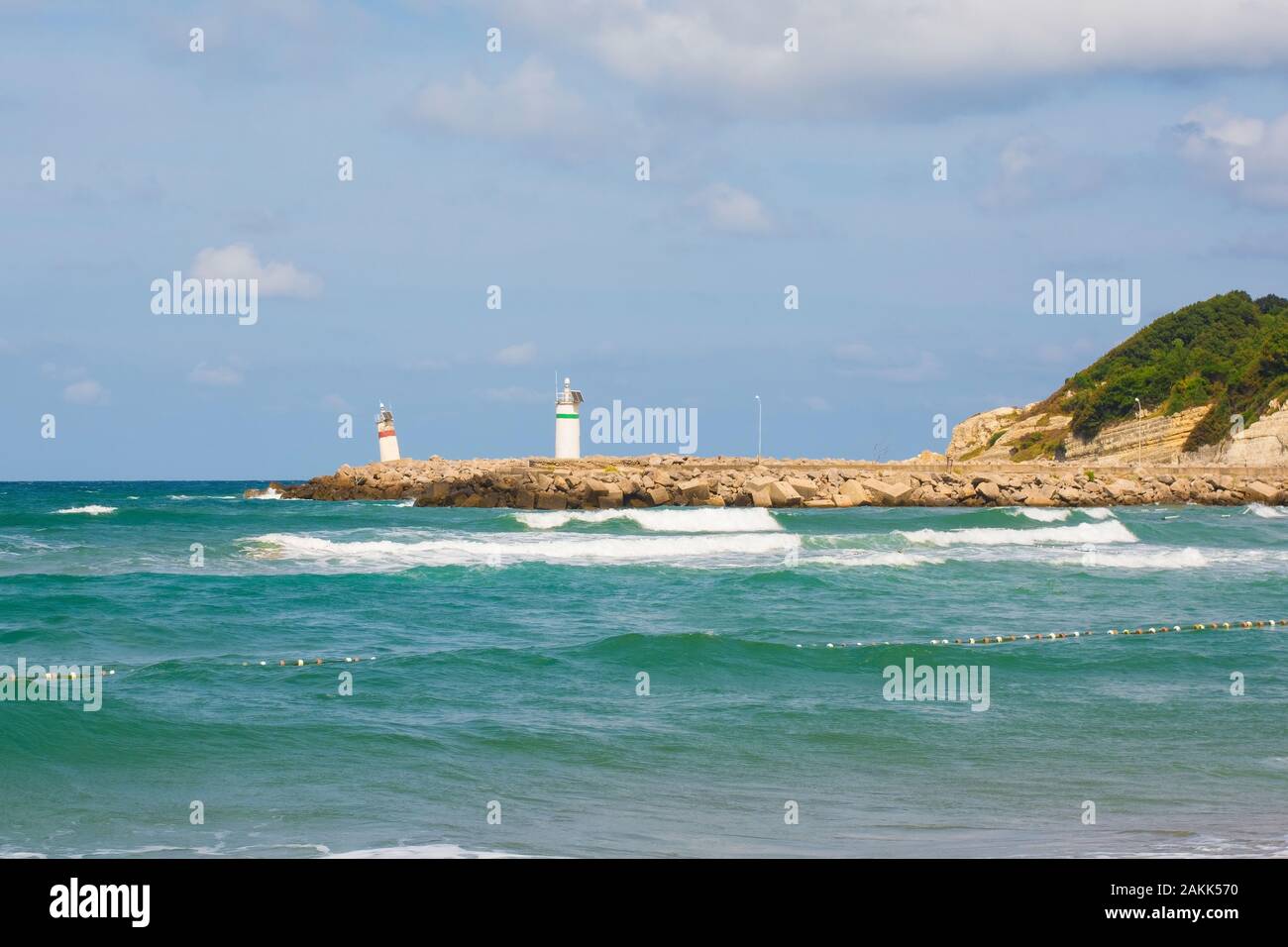 The lighthouses on the Agva coastline on the Black Sea coast in the Sile district of Istanbul province, Turkey Stock Photo