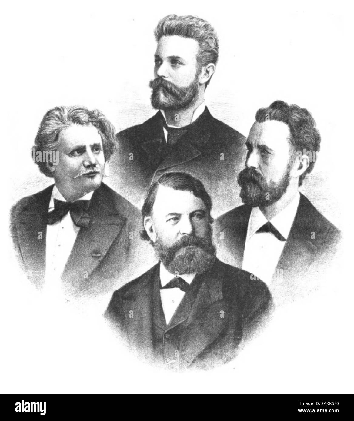 The Joachim Quartet in 1884. top: Robert Hausmann, including Heinrich de Ahna and Emanuel Wirth, below Joachim Stock Photo