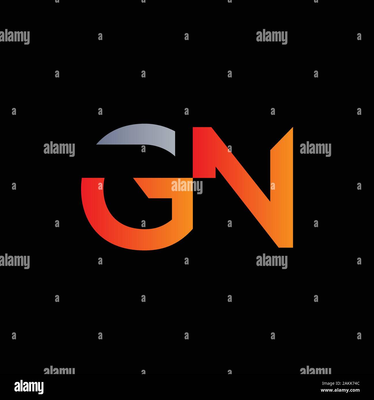 Initial GN Letter Linked Logo. GN letter Type Logo Design vector Template. Abstract Letter GN logo Design Stock Vector